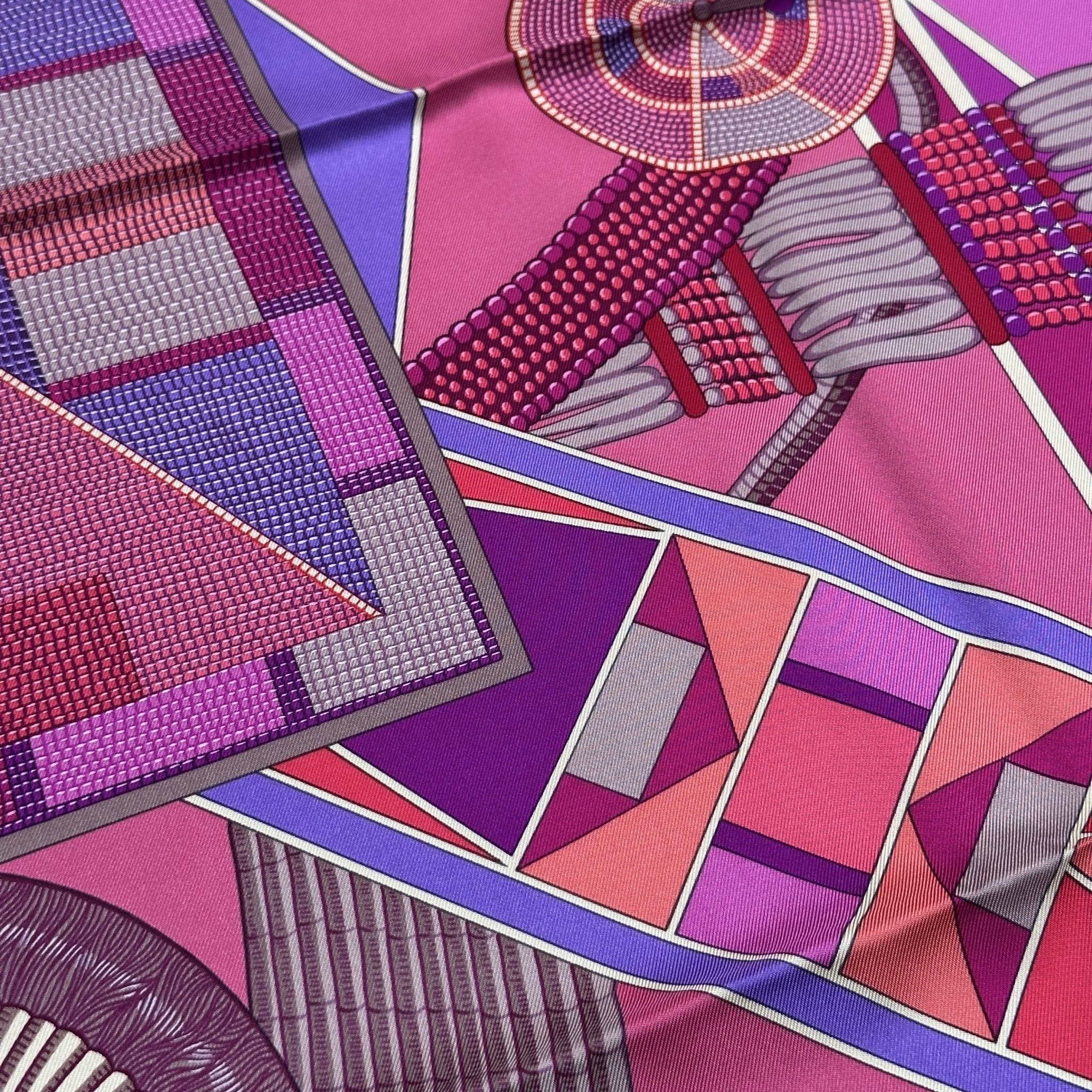 foulard hermes art indien des plaines rose violet