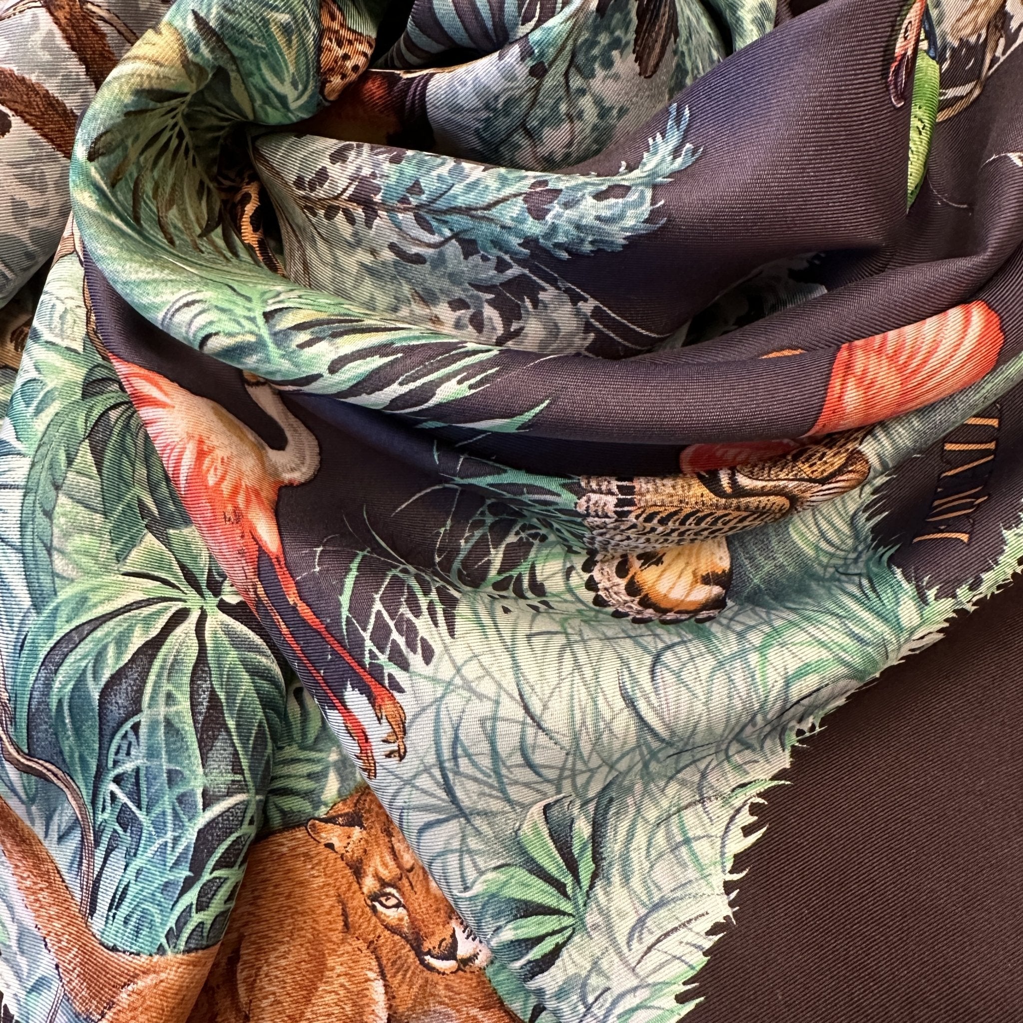 foulard carre hermes equateur par robert dallet marron