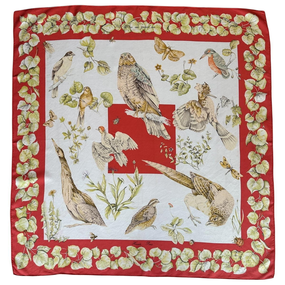 Foulard Hermès La Vie En Grand Air - Soie Imprimé Animal - Écharpe Carrée