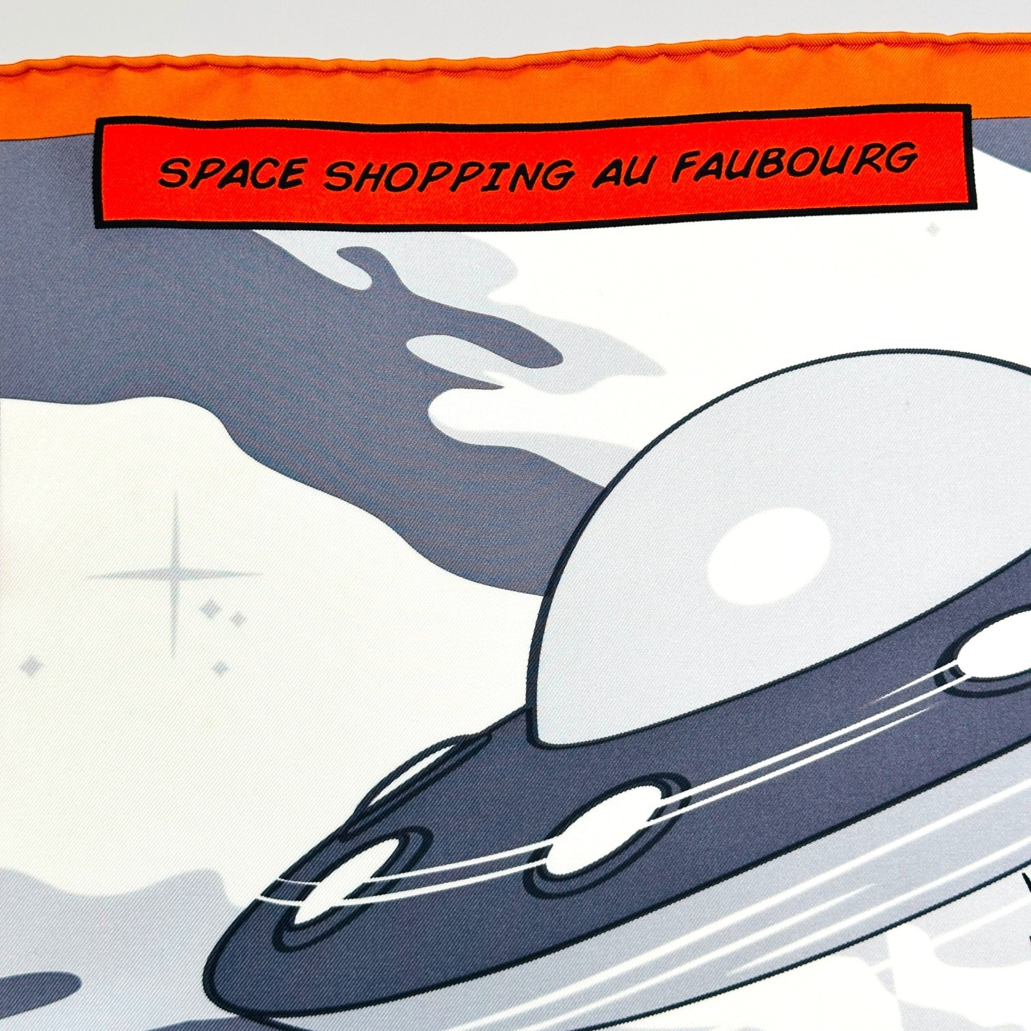 foulard hermes carre 90 cm space shopping au faubourg gris et orange