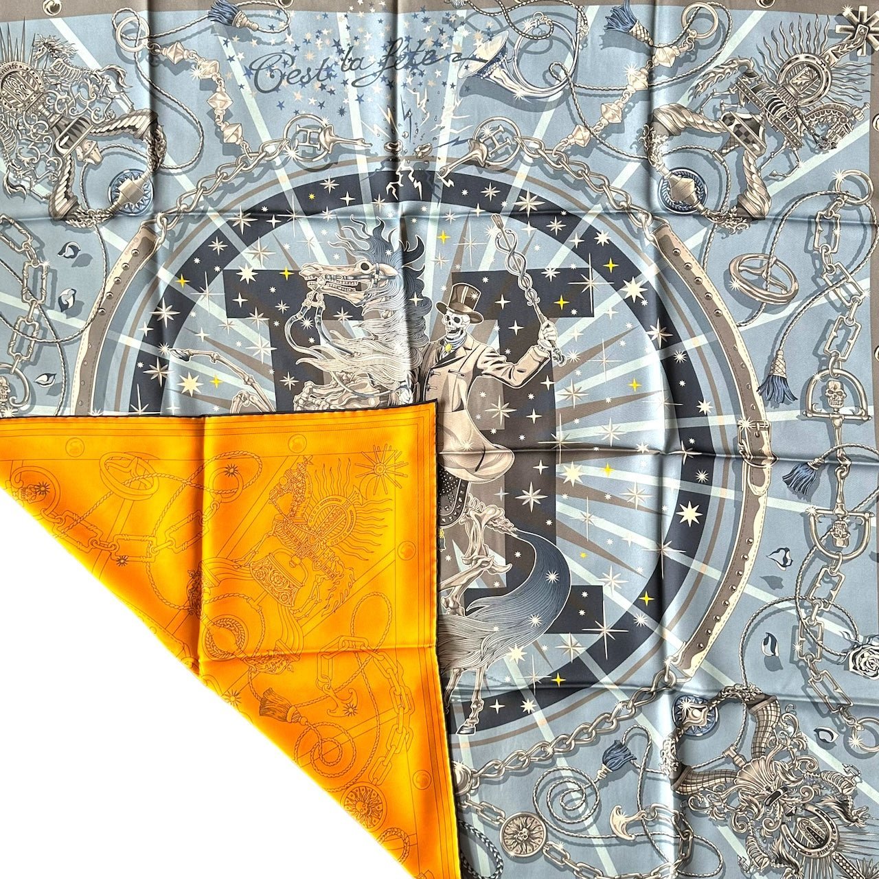 C'est la fête - FOULARD HERMES DOUBLE FACE 90CM - Carré Society