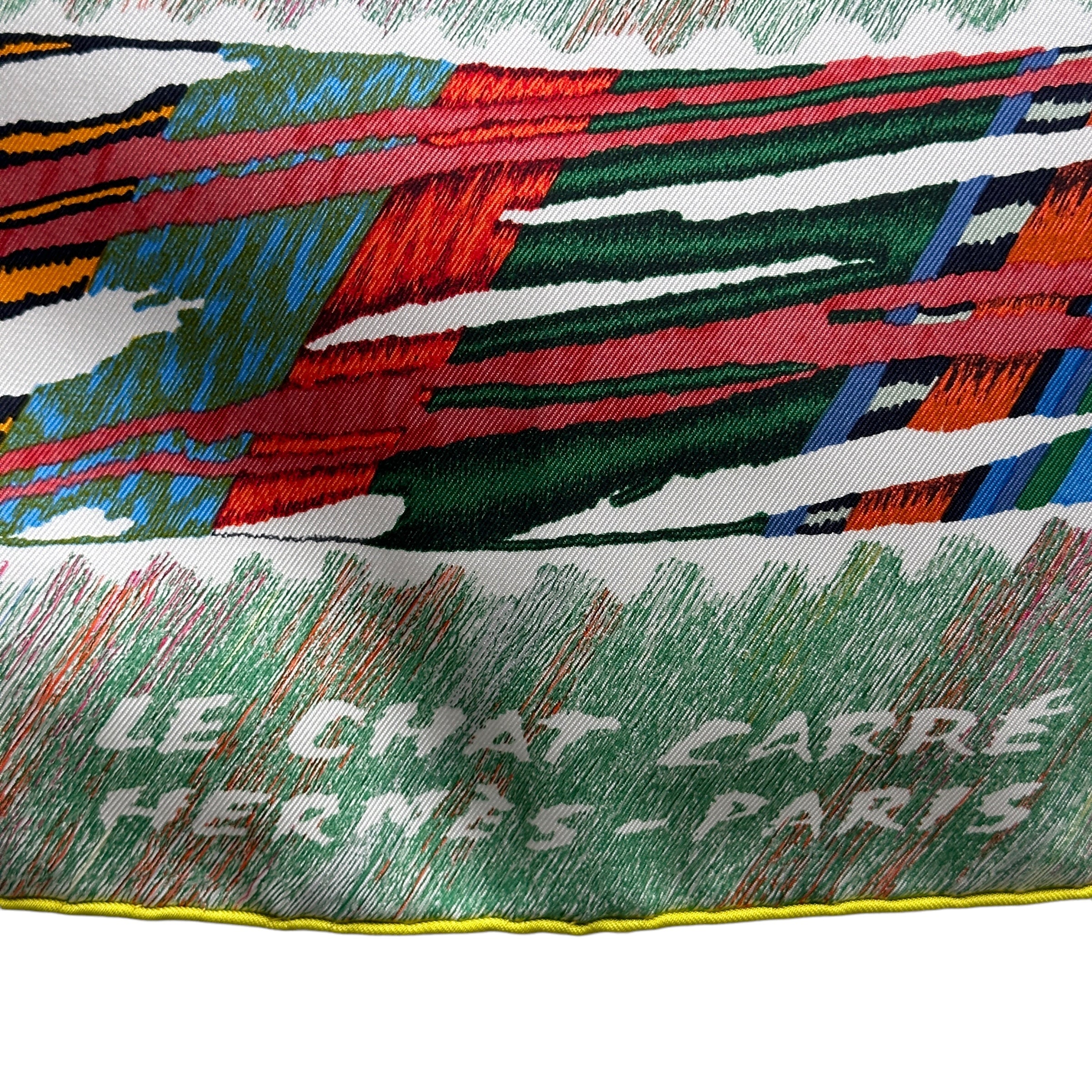 titre-Analyzing image  foulard-carre-hermes-le-chat-carre-par-florence-manlik