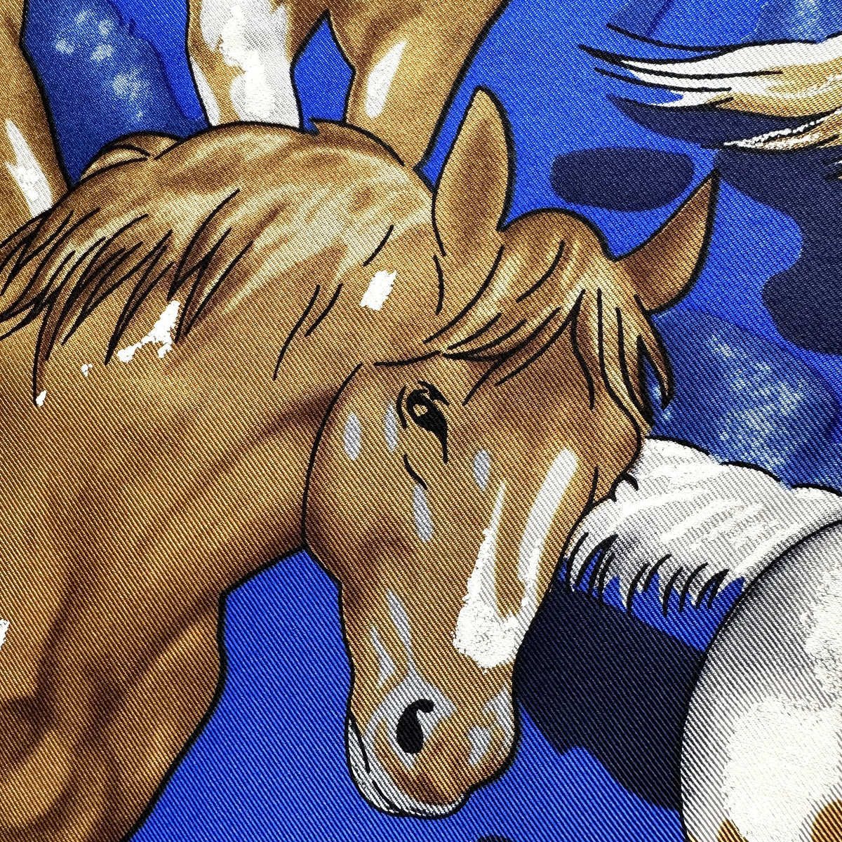 Gros plan d’un cheval du carré Les Mustangs 140 cm illustré par Robert Dallet.