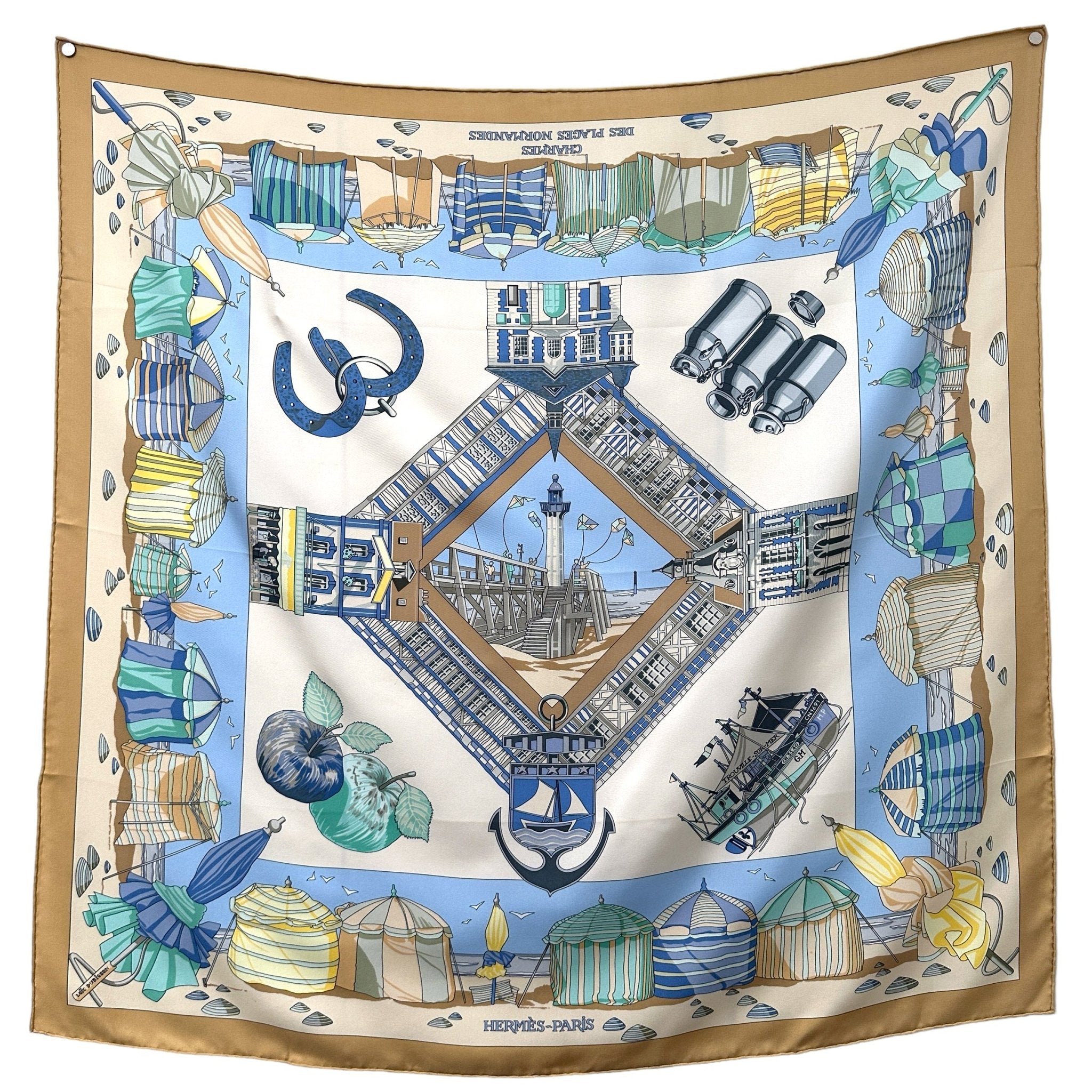 Charmes des plages normandes - FOULARD HERMES 90 CM - Carré Society