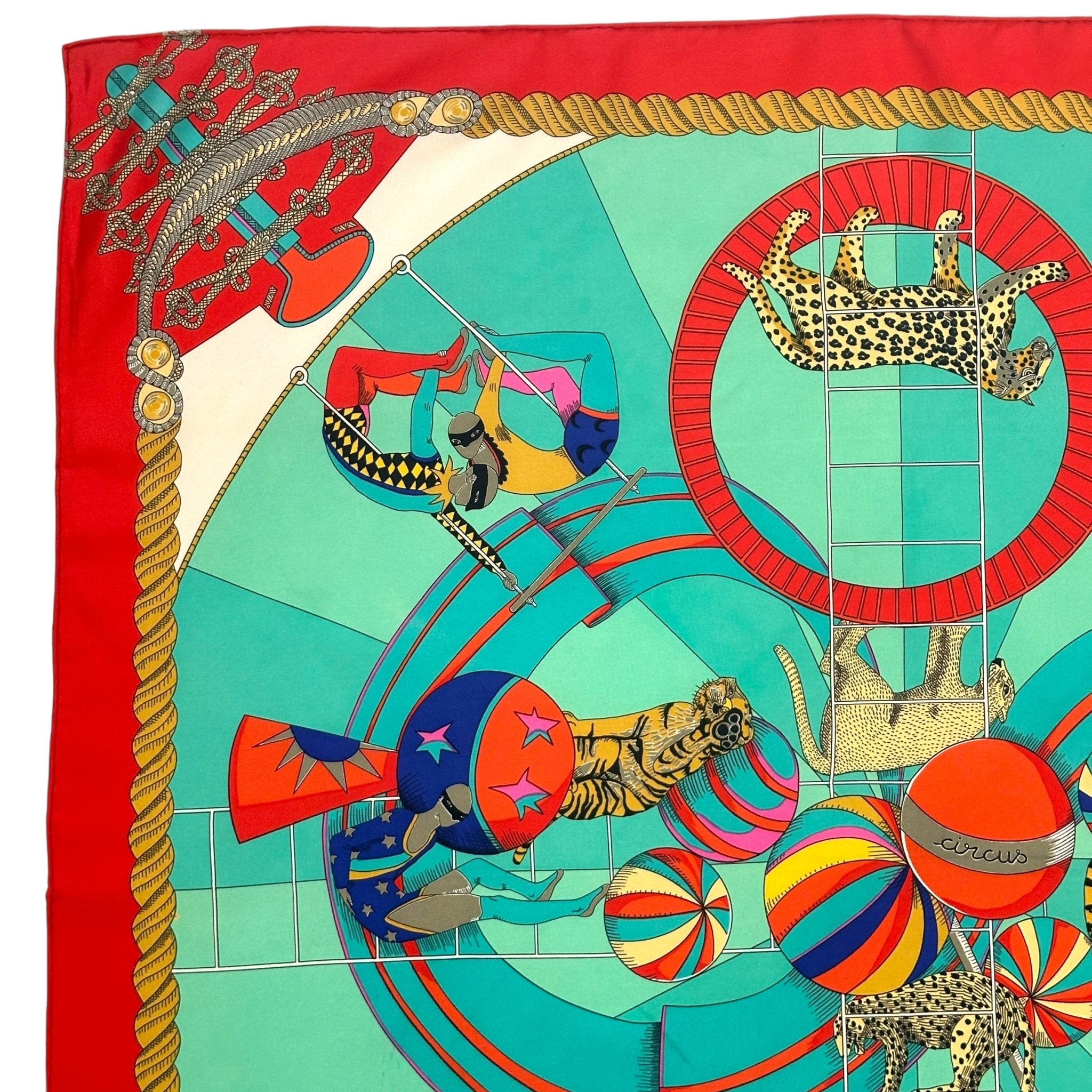 foulard hermes d'occasion circus par annie faivre en bon etat 