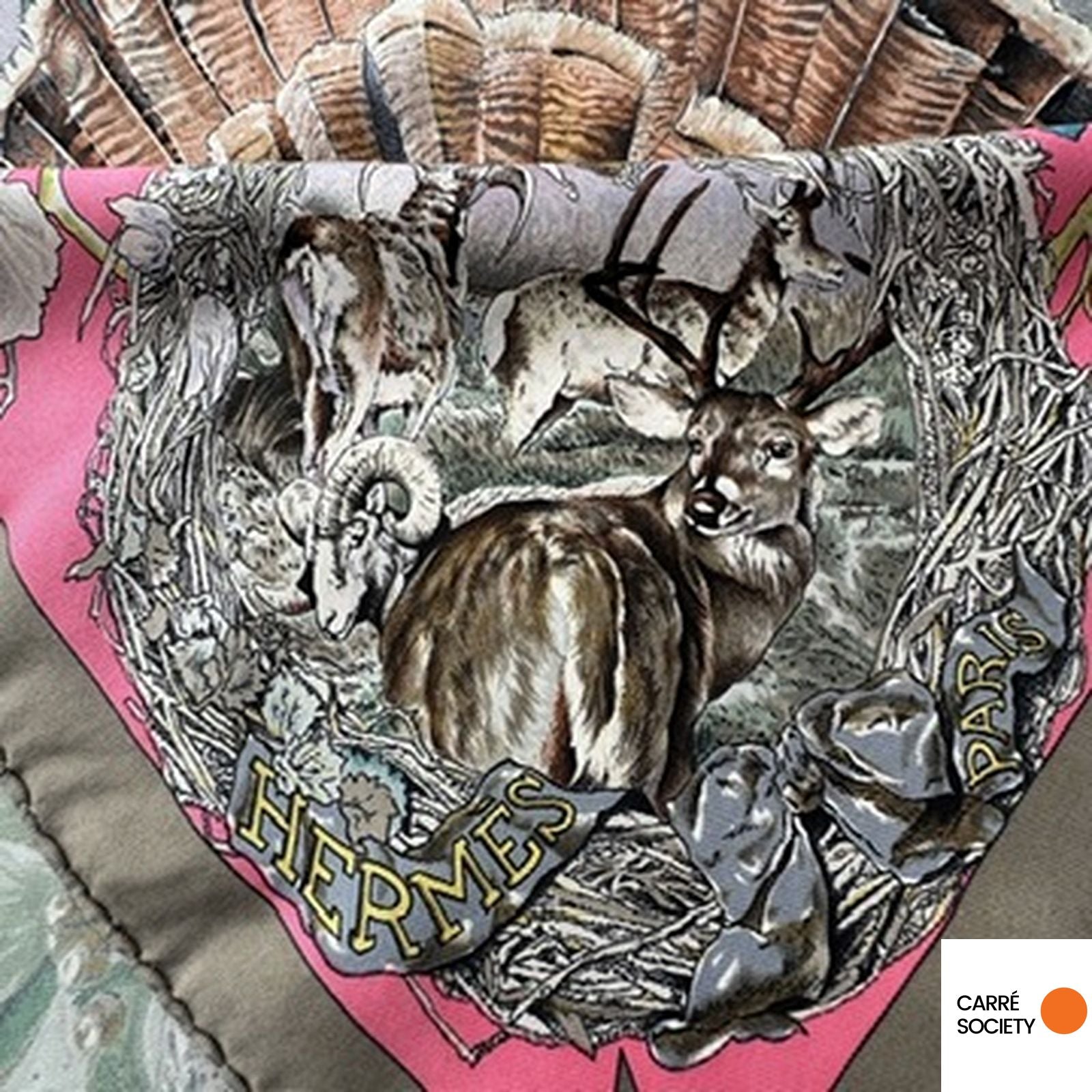 Foulard Hermès 90 cm – Faune et Flore du Texas – Kermit Oliver (1987)