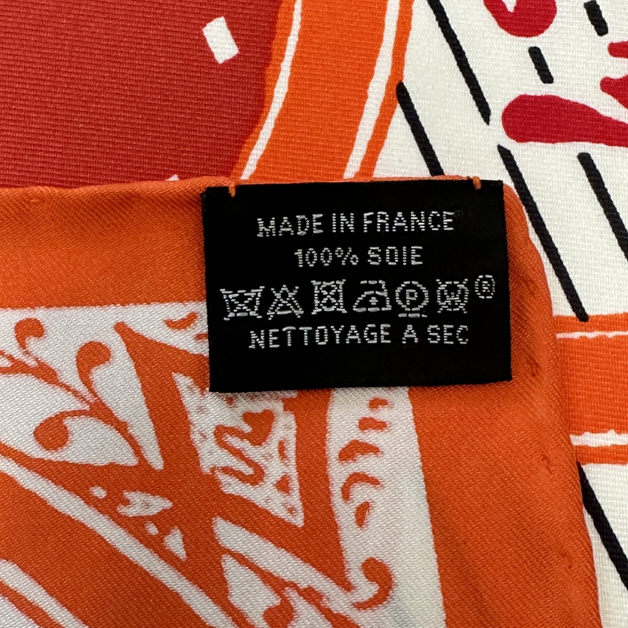 étiquette composition en soie Foulard Hermès Jeu de soie