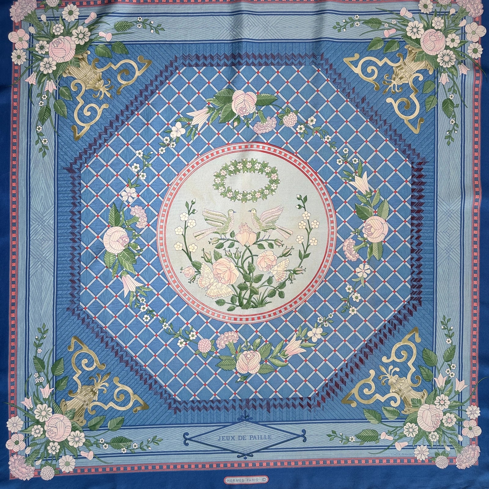 Foulard Hermès 90 cm Jeux de paille vue d'ensemble