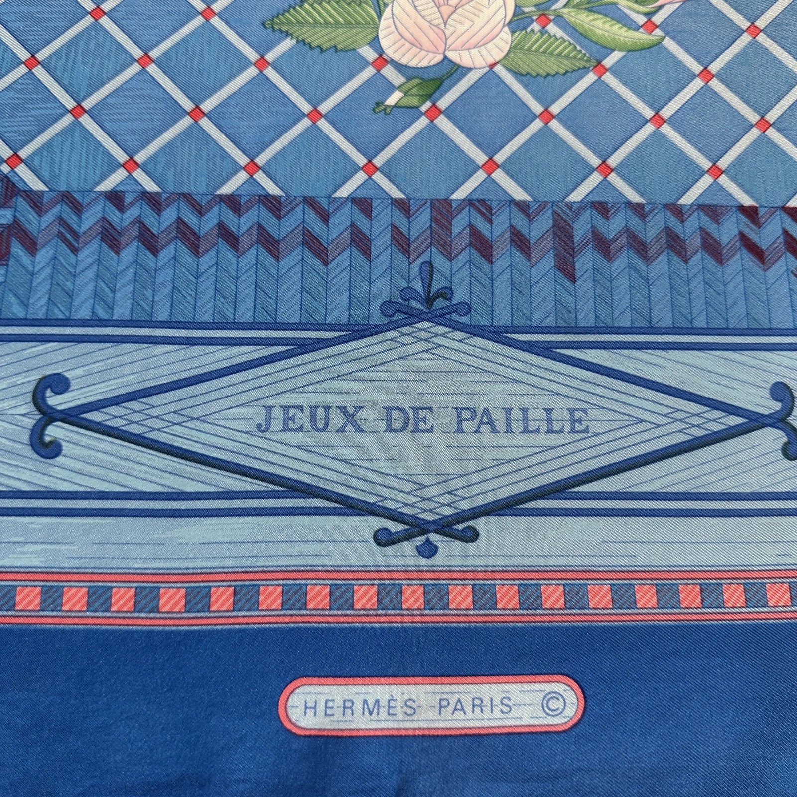 Foulard Hermès Jeux de paille très bon état – vue rapprochée