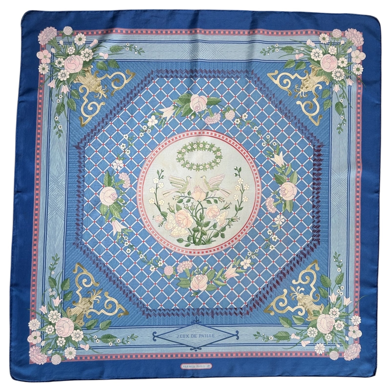Foulard Hermès 90 cm Jeux de paille vue d'ensemble