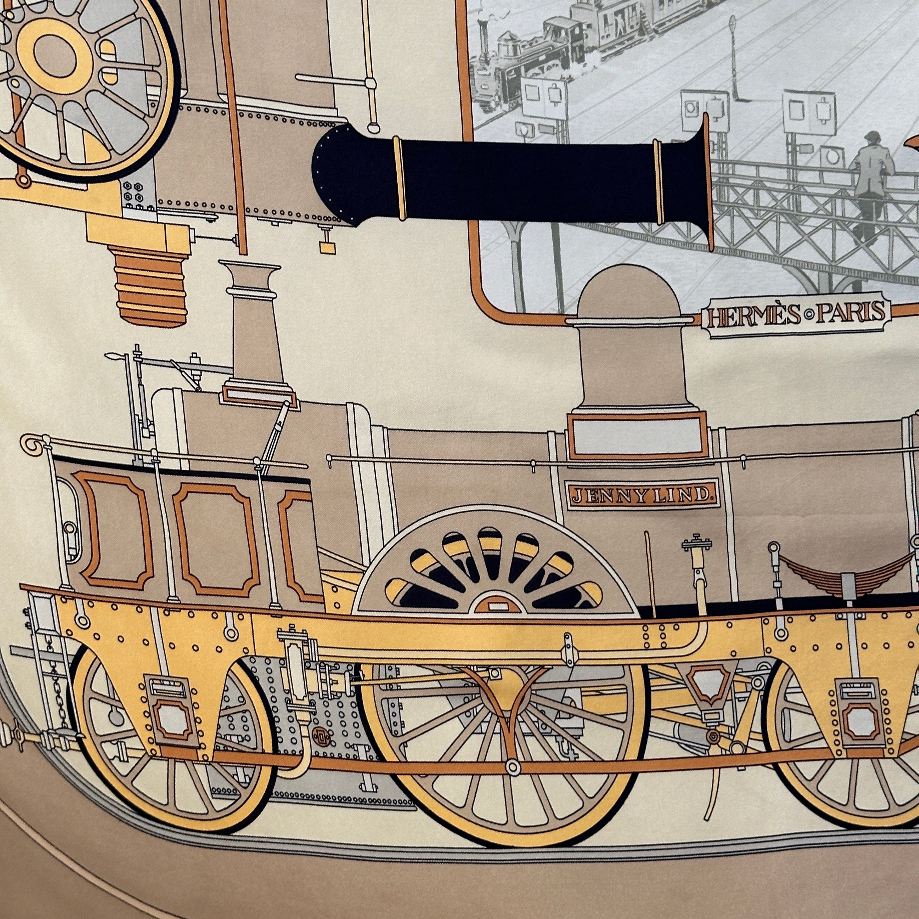 dessin locomotive foulard hermès 